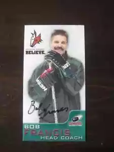 Bob Francis Autographed Phoenix Coyotes NHL Team Card/Color-NEW - Picture 1 of 1