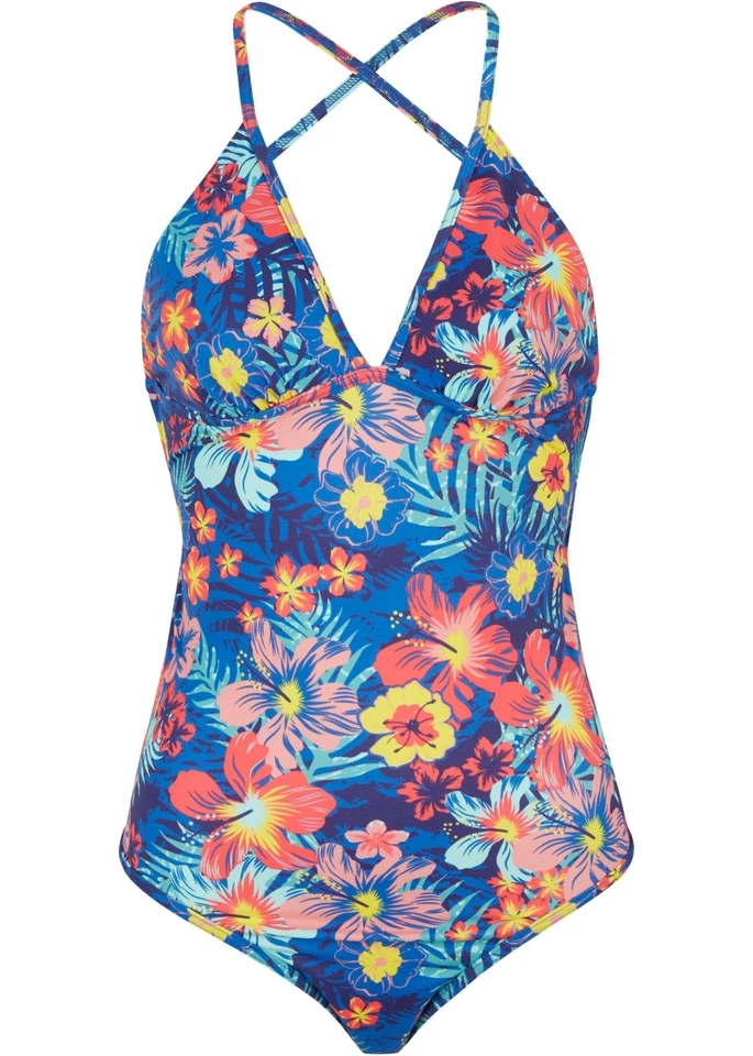 Nachhaltiger Badeanzug Gr. 40 Dunkelblau Floral Bademode Schwimmanzug Neu - Bild 1 von 1