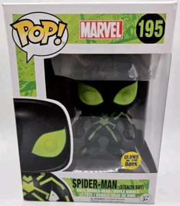 Funko Pop! Traje de sigilo Spider-Man #195 GitD brilla en la oscuridad Marvel - Imagen 1 de 8