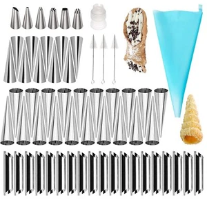 Nonstick Cream Cannoli Tubes 50 Pcs Stainless Steel Baking Cones Pastry Roll Hor - Picture 1 of 9