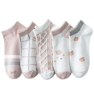 Womens Trainer Socks Cotton Rich 5 Pairs - Extra Soft Pink UK 3-7 Girls Women - Picture 1 of 10