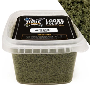 Huge Miniatures Loose Foliage, Olive Green Foam Flock – 16oz Resealable Tub - Picture 1 of 5