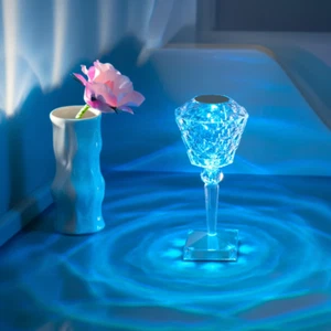 Rose Table Lamp Crystal LED Light Touch Control Bedroom Decor Night Lamp - Picture 1 of 9