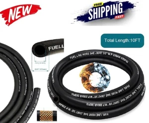 10 pies NBR manguera de línea de combustible negra nailon acero aceite gas manguera de línea de combustible 3/8 pulgadas nueva - Imagen 1 de 6