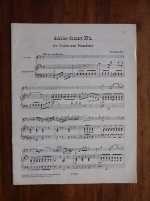 Schuler Concert No. 1  Fr. Seitz Op. 7 Violin Sheet Music - Image 1 of 2