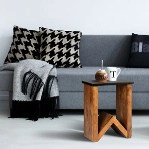 Mesa de café estilo rústico madera acacia centro salón forma W 60cm WOMO-DESIGN® - Imagen 1 de 6
