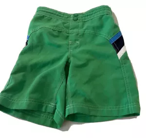 Lands End swim Suit Boys Snap Button Closure Green Medium 5s-6s Slim Tie Waist - Picture 1 of 4