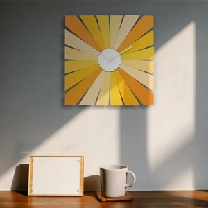 Square shaped yellow wall clock with noiseless movement - TimeBlend Yellow - Picture 1 of 7