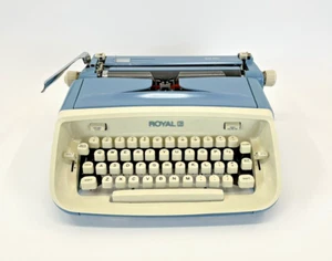 Vtg 1964 Royal Safari Manual Typewriter Baby Blue Portable w/Case, key, Manual - Picture 1 of 20