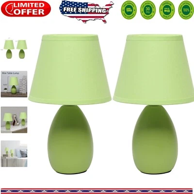 Traditional Mini Oval Green Lamp Set - Perfect Accent Lighting for Any Room - Image 1 of 4