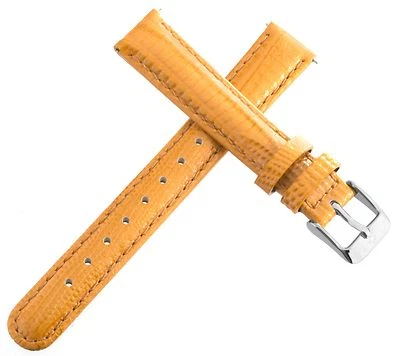 Correa de reloj de cuero marrón claro brillante Invicta para mujer de 16 mm hebilla plateada Foto 1 de 2