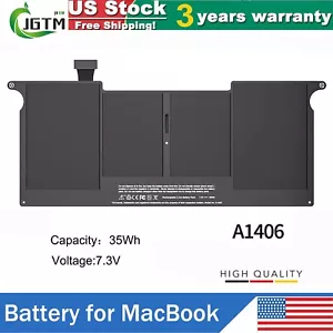 A1406 Battery for MacBook Air 11 Inch A1370 A1406 A1465 Mid 2011-2013 35Wh 7.3V - Picture 1 of 15