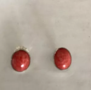 HSN Jay King Sterling Silver Red Coral Earrings Stud New - Picture 1 of 3