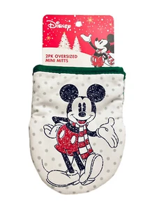 Disney Mickey Mouse 2pk Oversized Christmas Kitchen Mini Mitts 5.5” X 7” - NEW - Picture 1 of 5