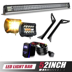 52"LED Light Bar+4"Amber LED Pods+Mounting Brackets Fit 1987-95 Jeep Wrangler YJ - Picture 1 of 9