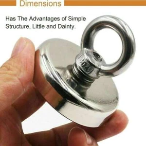 400LBS Neodymium Fishing Magnet Pulling Force Super Strong Round Rare Earth Hook - Picture 1 of 9