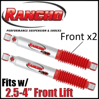Par de amortiguadores delanteros Rancho RS9000XL 1999-04 Ford F250 F350 Super Duty 4x4 con 2,5-4" Foto 1 de 3
