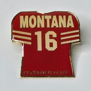 Joe Montana Jersey #16 Pin 1997 Retirement Pinback San Francisco 49ers QB HOF