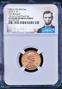 2025 S US Mint 10-Coin-Clad-PF-SET Version- LINCOLN CENT Penny NGC PF69 RD FR - Picture 1 of 1