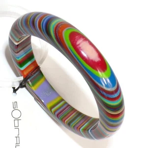 Sobral Pop Art Day PB14 Rainbow Stripe & Eye Artist Made Bangle Bracelet - Picture 1 of 8