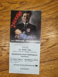 TANKARD Ticket / Karte 1994 Niederstetten Wargasm Megalomaniax - Bild 1 von 2