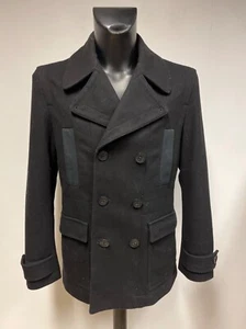 DKNY JEANS WOOL BLEND BLACK DOUBLE BREASTED JACKET SIZE M - Picture 1 of 6