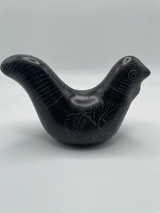Mexican Pottery Oaxacan Black Clay Barro Negro Bird Signed Mexico - Picture 1 of 7