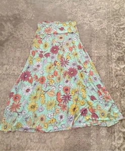 LuLaRoe Maxi Skirt Full Long Stretchy Green Floral Mod Women’s Plus Size 2XL - Picture 1 of 7
