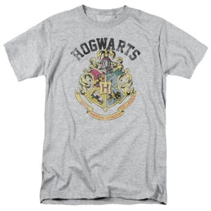 Harry Potter Hogwarts Crest Athletic Heather Licensed Adult T-Shirt - Picture 1 of 2