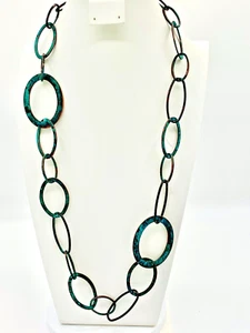 Collana Linea By Dell’Olio Verdigre Tone di Maglie Ovali di diverse misure Nuova con etichette - Foto 1 di 4