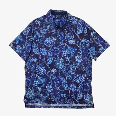 Camisa Polo de Golf Ralph Lauren Para Hombres XL Azul Floral Cachemira Algodón Preppy *LOGOTIPO Foto 1 de 4