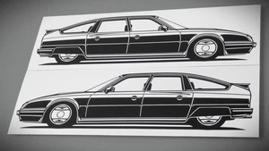 Citroen CX GTI Turbo 2 Sticker Silhouette Citroen CX Turbo Aufkleber Schwarz neu - Bild 1 von 21