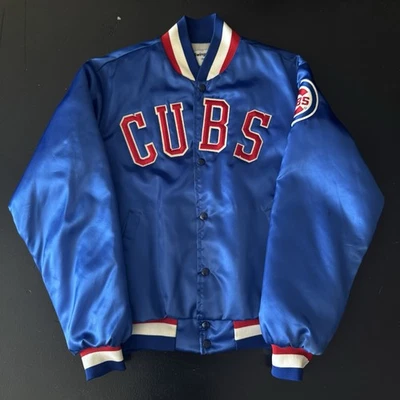 Vintage Swingster Chicago Cubs Jacket Blue Satin Bomber Sz Med USA Made Starter - Image 1 of 4