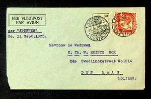 Nederlands Indië luchtpostenvelop met 125 en 196 van BATAVIA naar Den Haag - Bild 1 von 2