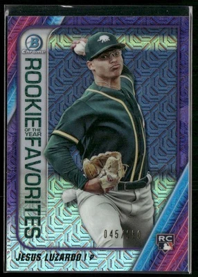 2020 Bowman Jesus Luzardo Chrome ROY Favorites Mojo Purple Refractor /250 - Image 1 of 2