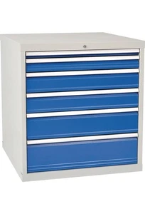 Bedrunka + Hirth Schubladenschrank H1019xB1005xT736mm grau/blau 6 Schubl. Vol... - Bild 1 von 9