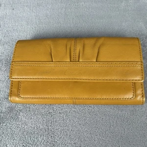 Coach Soho plissierte faltbare Geldbörse senfgelb hellbraun ocker mehrere Kartenfächer - Bild 1 von 10