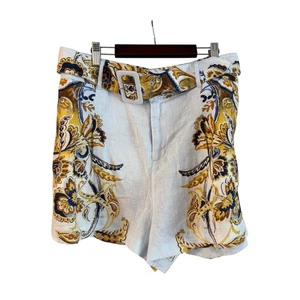 Abito pantaloncino JOIE 100% lino multicolore floreale con cintura abbinata grande nuovo con etichetta - Foto 1 di 5