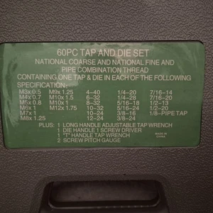 60-teiliges Gewindebohrer- und Schneideisen-Set metrisch SAE Rohrgewinde-Kit Werkzeuge Schraubenschlüssel Maschinist Koffer - Bild 1 von 14