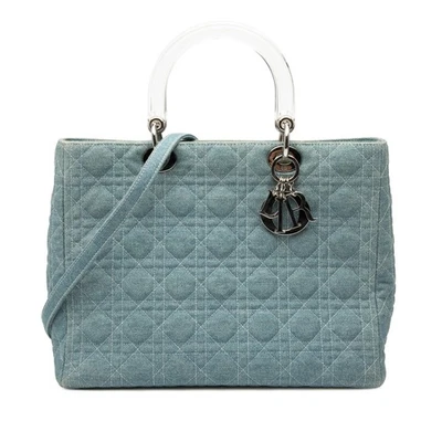 Authenticated Dior Large Denim Cannage Acrylic Handles Lady Dior Blue - Image 1 of 4