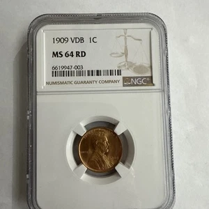1909 VDB LINCOLN WHEAT CENT GRADED NGC MS64 RD - Picture 1 of 4
