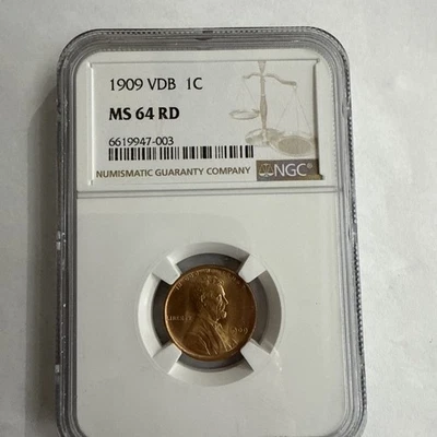 1909 VDB LINCOLN WHEAT CENT GRADED NGC MS64 RD - Image 1 of 4