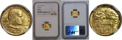 1922 Grant Star $1 Gold Commemorative NGC MS-65 - Image 1 of 3