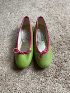 BNIB French Sole ‘Gatsby’ Lime Leather/Pink Trim Ballet Pumps - Size 38 (Small!) - Picture 1 of 3