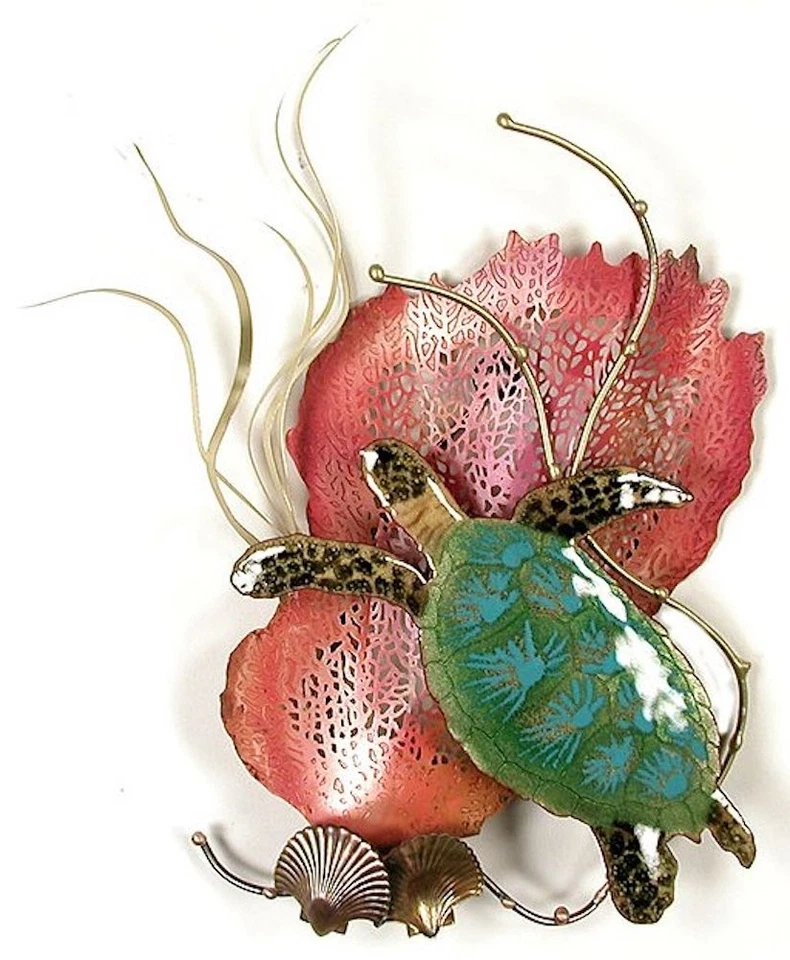 Bovano - Wall Sculpture - Mini Sea Turtle and Sea Fan - Image 1 of 1
