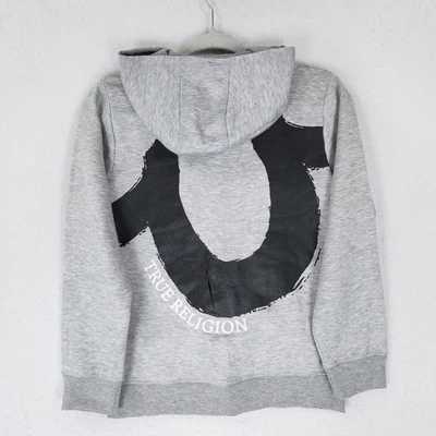 True Religion Jacket Boys Large 12 Gray Full Zip Hoodie Classic Casual Horseshoe - Image 1 of 4