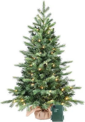 Pequeño árbol de Navidad prelit de 3 pies artificial abeto nórdico mesa mini y 70 luces Foto 1 de 4