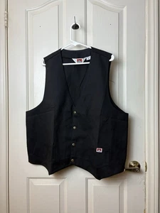 Gilet vintage Ben Davis uomo USA nero snap western cowboy falegname outdoor XL - Foto 1 di 3