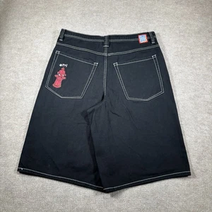 Empyre Jeansshorts Herren 34 Relaxed Fit schwarz Denim bestickt Baggy Skater - Bild 1 von 13