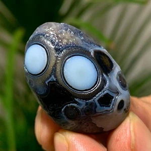 22G Natural Gobi Agate Eye Agate/Crystal PalmStone  Madagascar - Picture 1 of 19